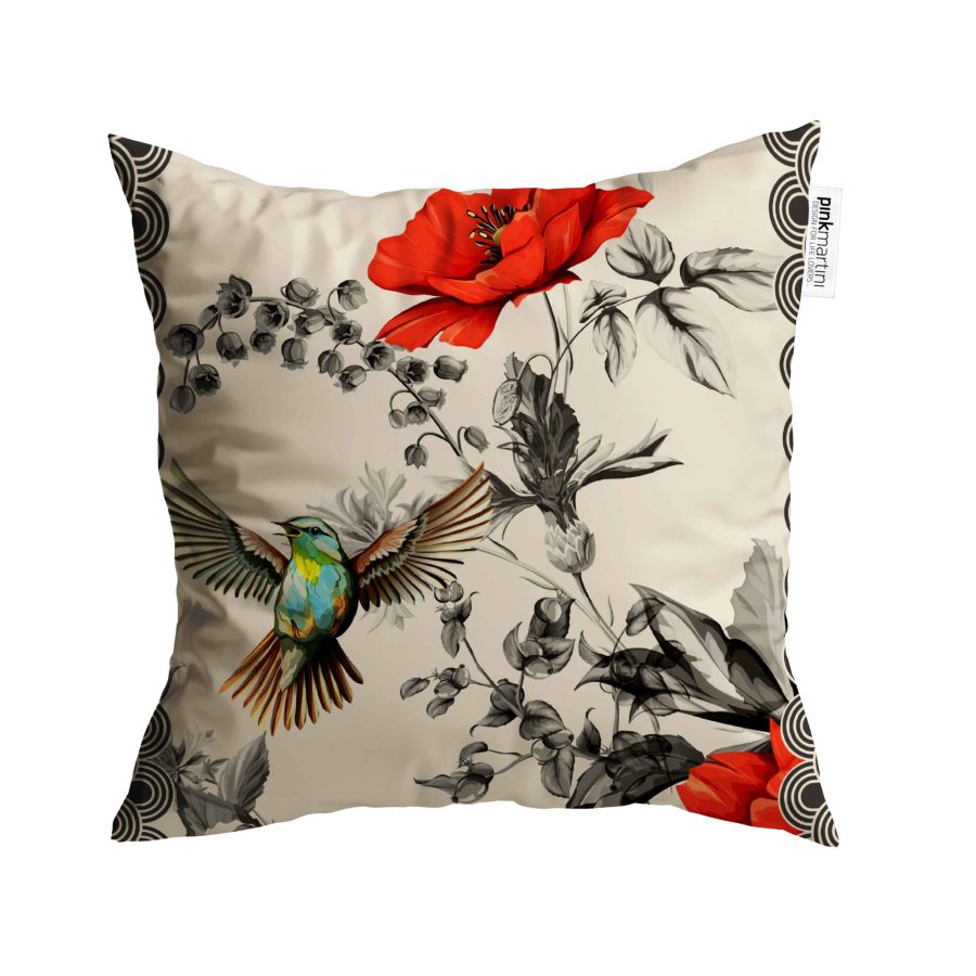 cuscino quadrato Colibrì panna 50X50 - PINK MARTINI