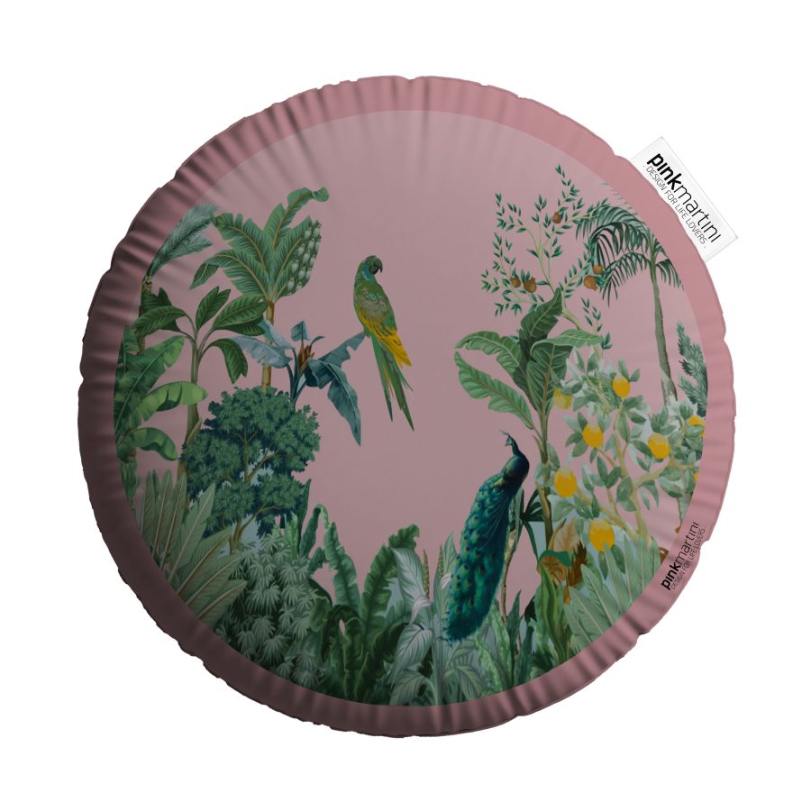 cuscino rotondo pappagallo rosa - PINK MARTINI