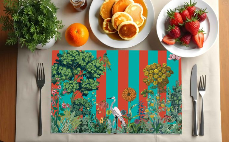 set tovagliette americane rettangolare airone acqua - PINK MARTINI