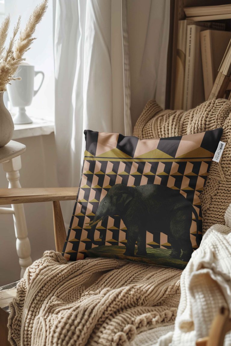 cuscino quadrato elefante pattern 50X50 - PINK MARTINI