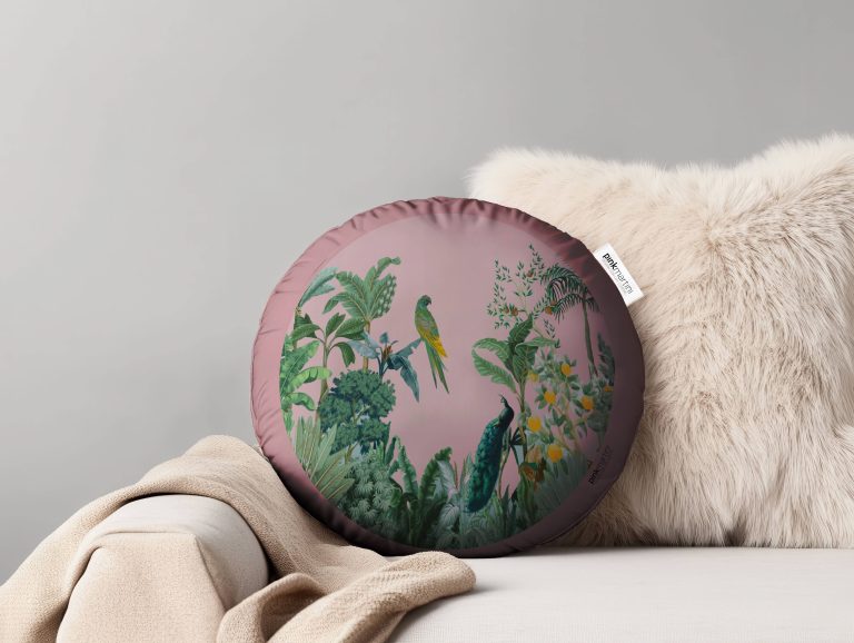 cuscino rotondo pappagallo rosa - PINK MARTINI