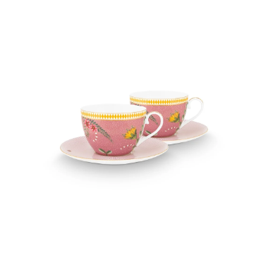 PIP STUDIO - SET/2 CUPS & SAUCERS LA MAJORELLE PINK 280ML