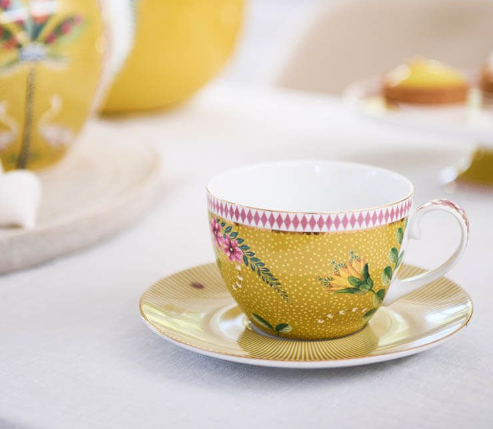 PIP STUDIO - SET/2 CUPS & SAUCERS LA MAJORELLE YELLOW 280ML